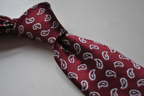 maroon tie with paisley design